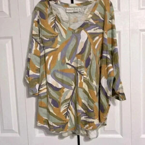 Rachel Zoe leaf print top tee shirt